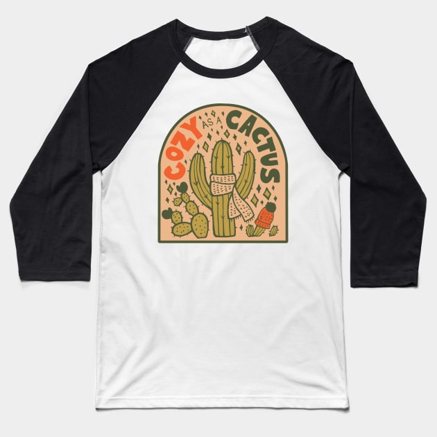 Cozy as a Cactus Baseball T-Shirt by Doodle by Meg